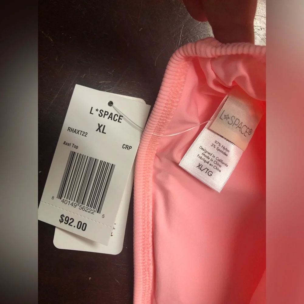 NWT L*Space Axel Ribbed Baby Pink One Shoulder Bikini Top - Picture 6 of 8